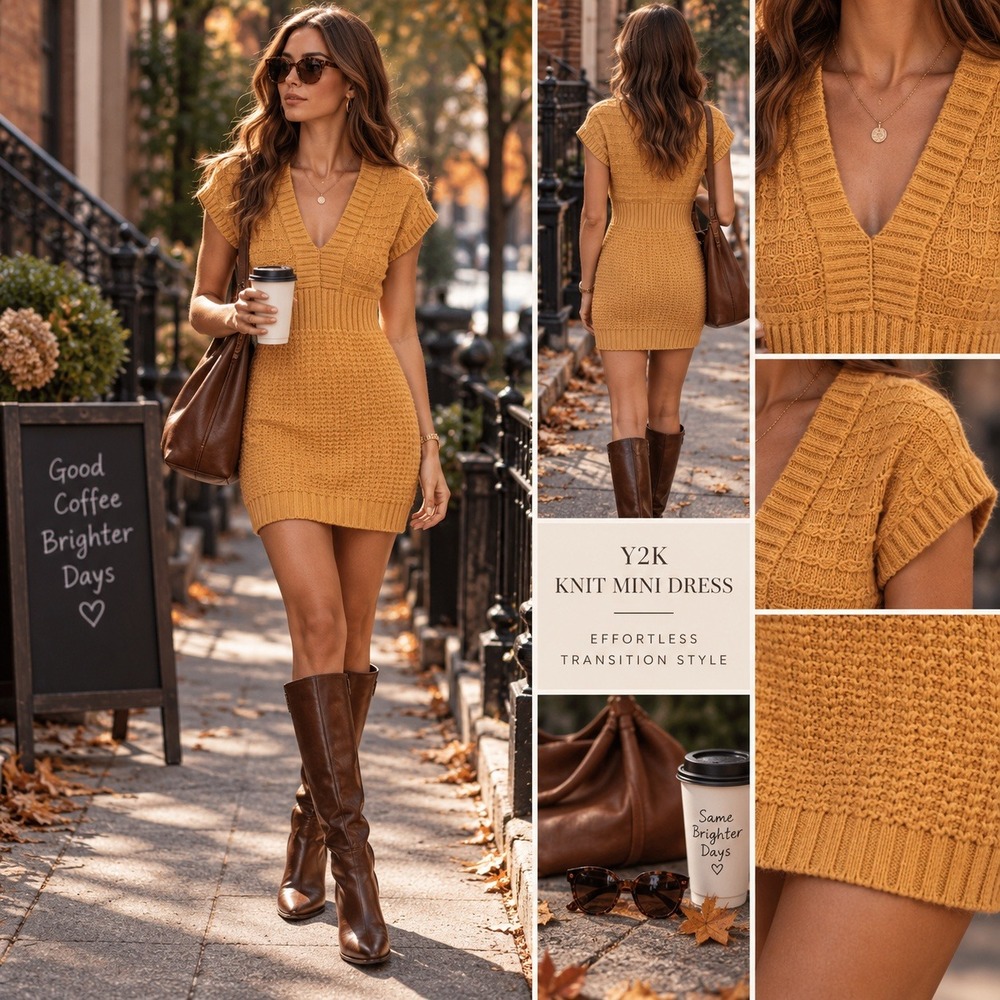 Body Central Y2K Cable Knit Mini Sweater Dress L Fitted 2000s It-Girl Fall Vixen